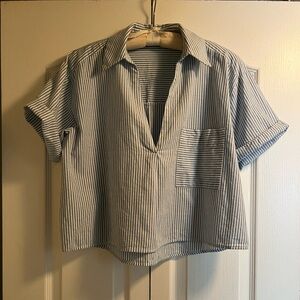 Zara blue and white striped shirt